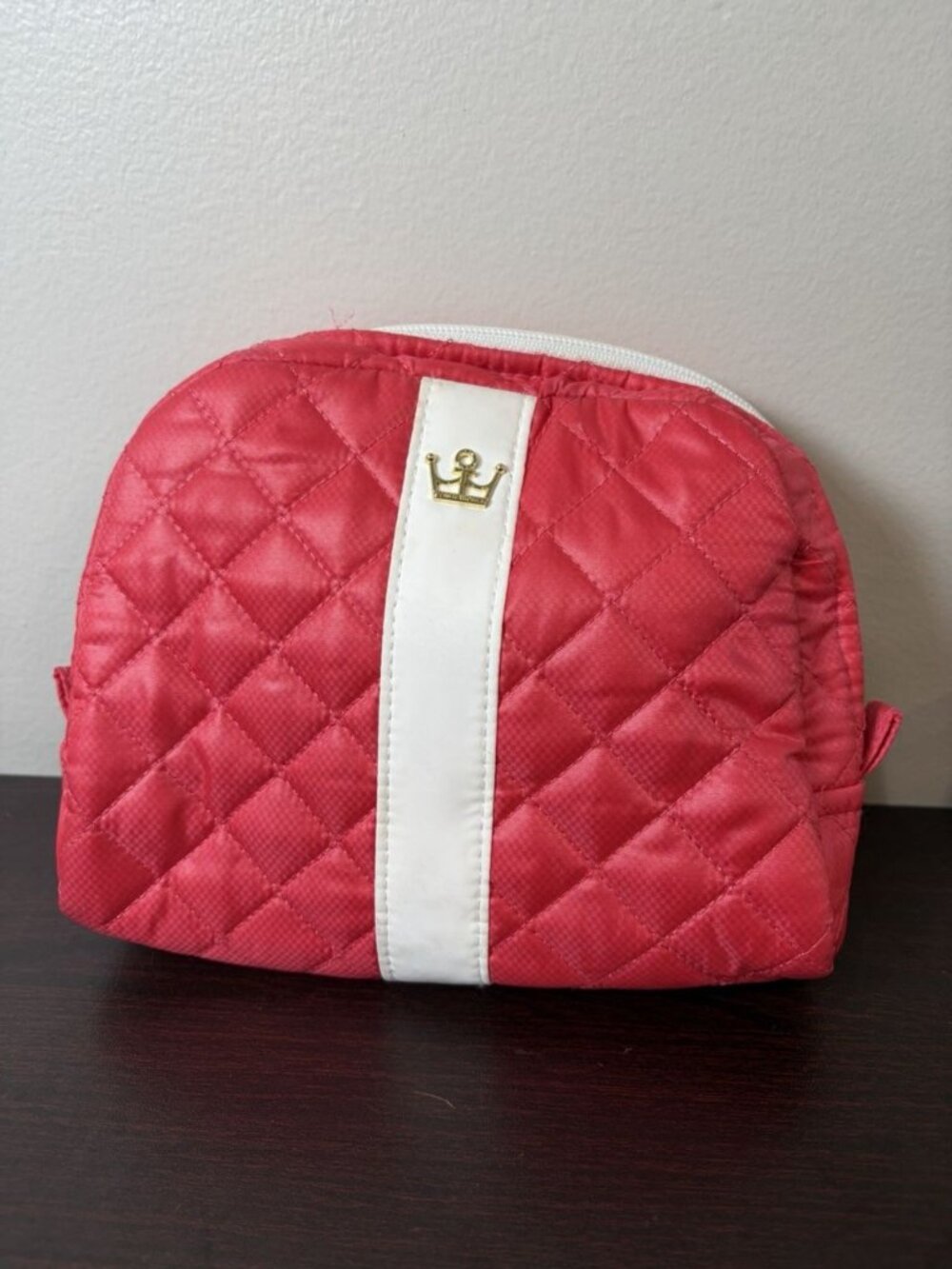 Oliver Thomas Pink Quilted Cosmetic Bag Makeup Pouch Small Travel Zip Case New